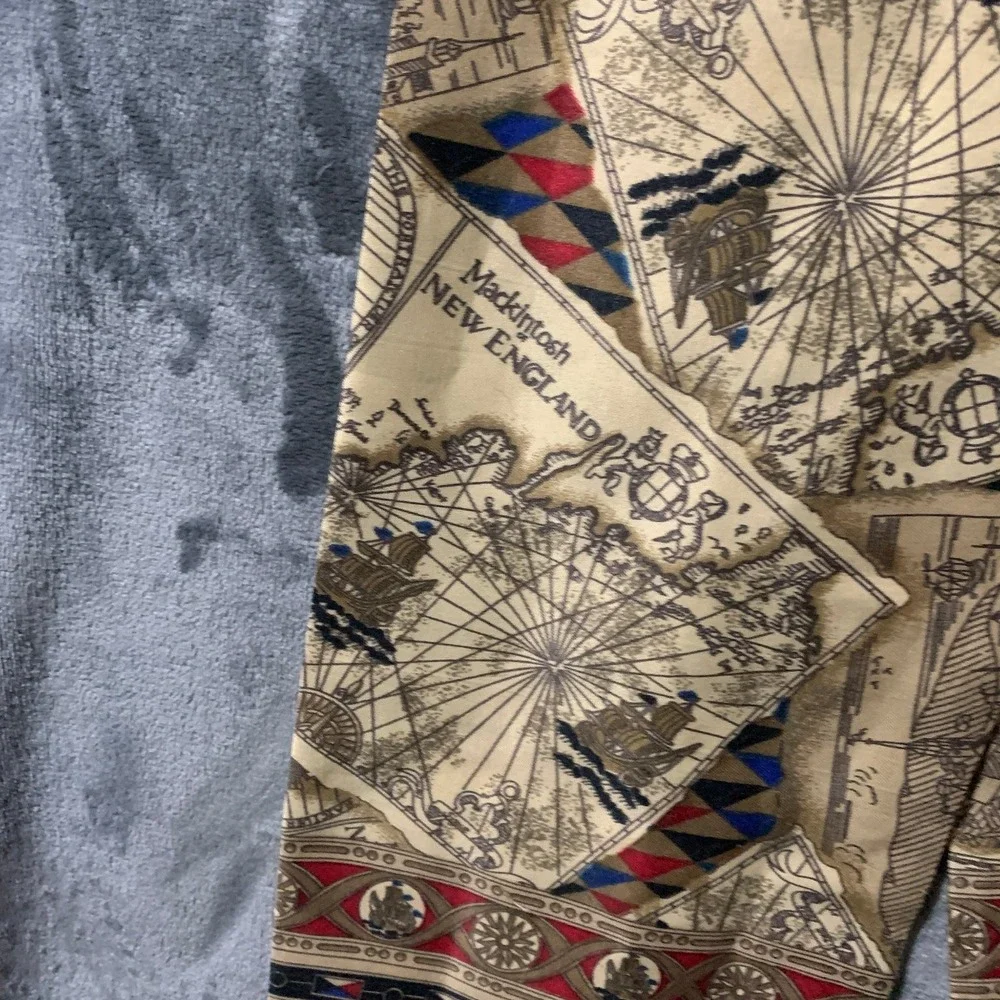 Vintage Mackintosh New England Map Nautical Souvenir Scarf Tie Massachusetts